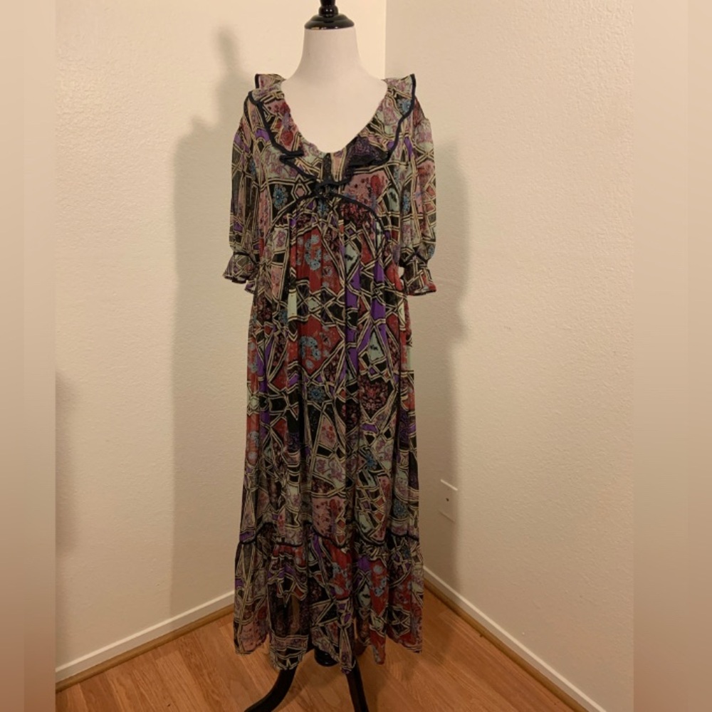 NWOT Free People Women's Black Combo Multi Color Carmella Printed Maxi Dress -XS - Picture 6 of 16